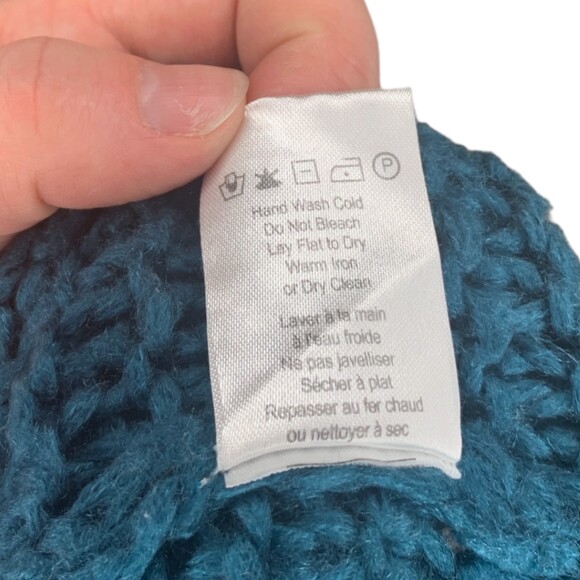 Heartloom Women’s Large Open Knit Sweater Teal Multi Color Block Sleeves Boho - Picture 6 of 9